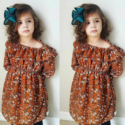 

US Kid Baby Girls Cotton Long Sleeve Floral Dress Toddler Princess Party Dresses