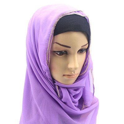 

Hui nationality cover headband pearl chiffon studded beaded headscarf foreign trade hot headscarf wholesale MSL007