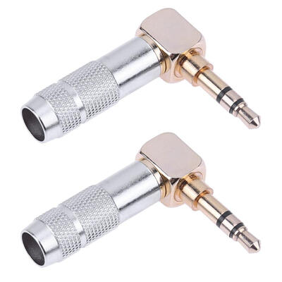

2pcs Gold plated 35mm Stereo 3 Pole Male Plug 90 degree Audio Connector