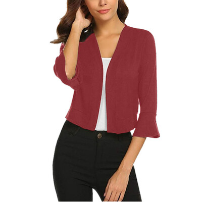

Toponeto Fashion Women Winter Half Sleeve Trumpet Sleeve Solid Color Short Cardigan Coats