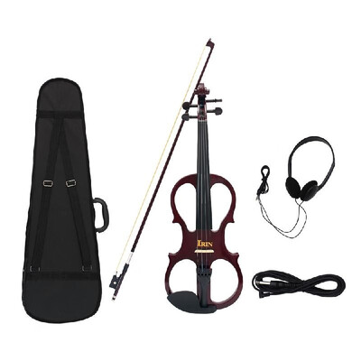 

44 Wood Maple Electric Violin Fiddle Stringed Instrument with Ebony Fittings Cable Headphone Case for Music Lovers Beginners
