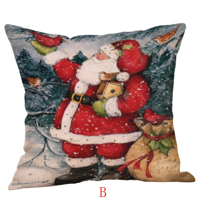 

〖Follure〗Happy Christmas Pillow Cases Linen Sofa Cushion Cover Home Decor Pillow Case
