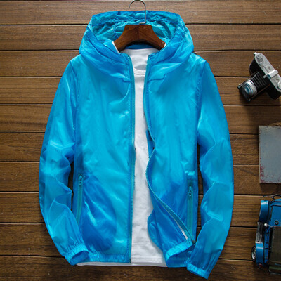 

Unisex Men Women Transparent Hooded Zipper Outdoor Riding Waterproof Coat Jacket