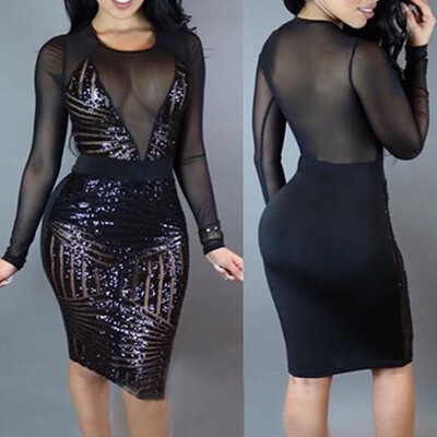 

〖Follure〗Women Sequins Embroidery Wrap Chest Cultivate Oneself Buttock Pencil Dress
