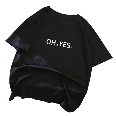 

Womens Casual Round Neck Letter Print Short Sleeve Loose Pullover Simple T-Shirt