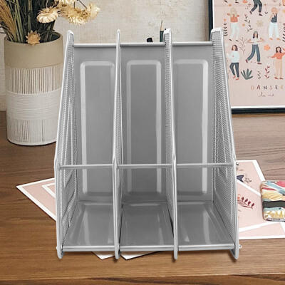 

Greensen Modern Office Display Rack Magazine File Metal Organizer Desktop Document Sorter 3 Compartments