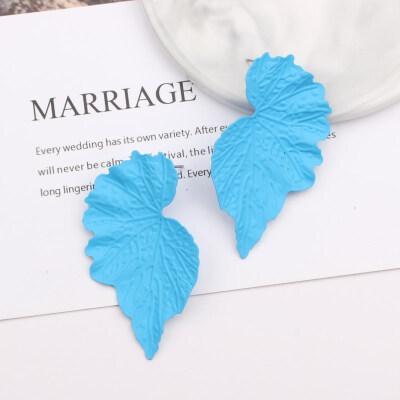 

E1022 Big Leaf Flower Hanging Earrings Statement Metal Painted Earrings For Women Wholesale Jewelry Accessories Pendientes Mujer