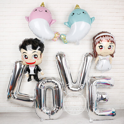 

32 Inch Silver Love Balloon Romantic Wedding Bridal Shower Anniversary Script Love Letter Wedding Decor