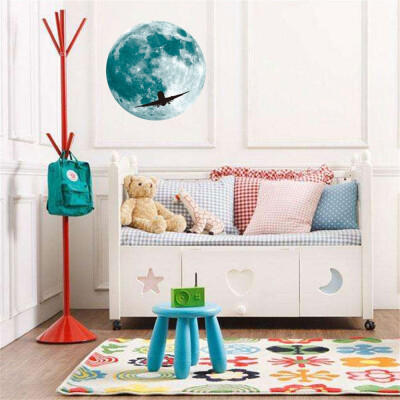 

〖Follure〗30cm 3D Large Moon Fluorescent Wall Sticker Removable Glow In The Dark Sticker