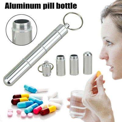 

Gobestart Aluminum Alloy Medicine Cigarette Case Pill Bottle Waterproof Cartridge Keychain