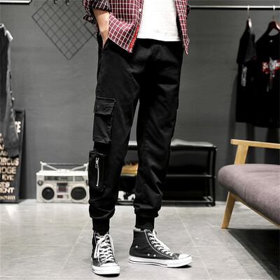

Tailored Mens New Fashion Casual Cotton Elastic Waist Multiple Pockets Loose Jeans Pants