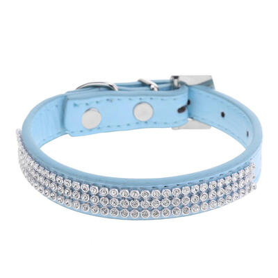 

Rhinestone Soft PU Leather Pet Collar Bling Cat Dog Leash for Small Medium