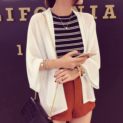 

Newest Summer Stylish Womens Fashion Casual Long Sleeve Cardigan Chiffon Solid Long Loose Blouse Shirt 2019628