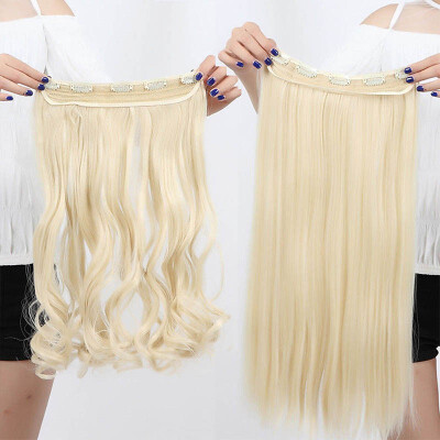 

Synthetic Fiber Clips in on Hair Extension 34 Full Head One Piece 5 Clips Long Silky Curly Wavy