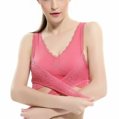 

Women LADY Sexy Front Cross Adjustable Side Buckle Lace Vest Wireless Sport Bra