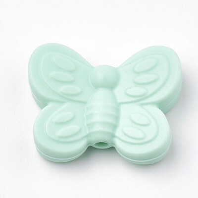 

Food Grade Environmental Silicone Beads Chewing Beads For Teethers DIY Nursing Necklaces Making Butterfly PaleTurquoise 20x25