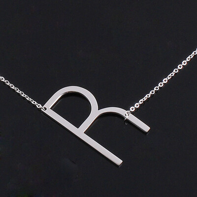 

Alphabet Necklace Silver Plated Initial Letter Alphabet A - Z Choker Pendant