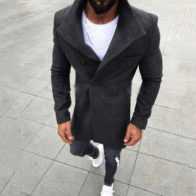 

Mens Solid Lapel Coat Casual Autumn Winter Button Office Party Outwear Jackets