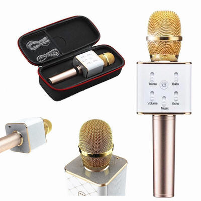 

LUXURY NEW EDITION USB Q7 Handheld KTV Microphone Wireless Bluetooth Karaoke Singing Mic Speaker Player