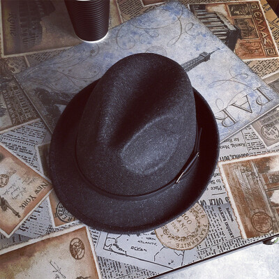 

Fall&Winter 2017 New Wool Leather Button Jazz Top hat