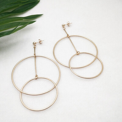 

Geometric Double C Dangle Stainless Steel Earrings Gold color Drop Earrings Long Earring Jewelry For Women