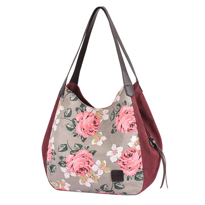 

Tailored Women Fashion Flowers Large Capacity Canvas Handbag Single Shoudler Bags Totes