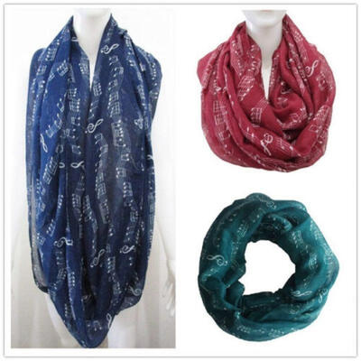 

US Women Music Note Pretty Long Soft Chiffon Scarf Wrap Shawl Stole Scarves