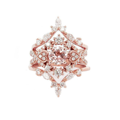

Fashion Creative Artificial Diamonds Openwork Floral Three-Piece Ring