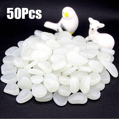 

50pcs Glow in the Dark Garden Pebbles for Walkways Aquarium Decor Plants Luminous Stones