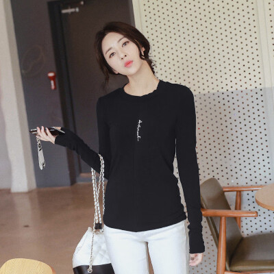 

Autumn Women O Neck T Shirt Letter Print T-shirt Casual Long Sleeve Tops Tee Female Tops All Match Tops Tee Tshirt Femme