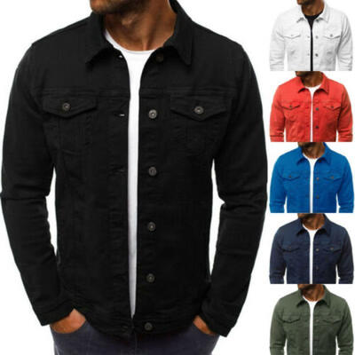 

Fashion Men Denim Jean Jacket Coat Casual Long Sleeve Slim Fit Outwear Top -3XL