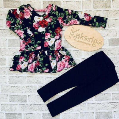 

Toddler Baby Girl 2PCS Casual Tracksuit Clothes Floral Tops T-ShirtPants Outfit