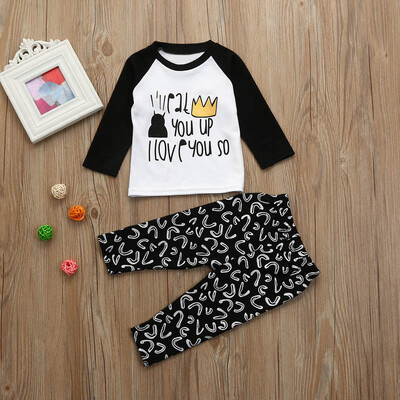 

Newborn Infant Baby Boys Letter T shirt TopsPants 2Pcs Outfits Clothes Set