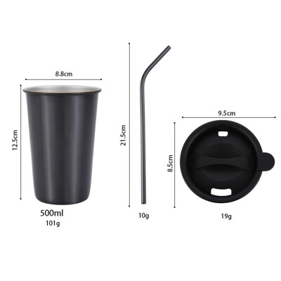 

Stainless Steel Coffee Mug With lid Straw Double Wall Household Coffee Cup Milk Tea Cup SetWith Straw Travel Drink Cup