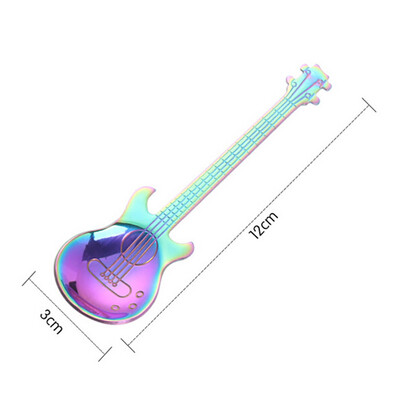 

JPGIF Stainless Steel Guitar Spoons Rainbow Coffee Tea Spoon Flatware Drinking Tools