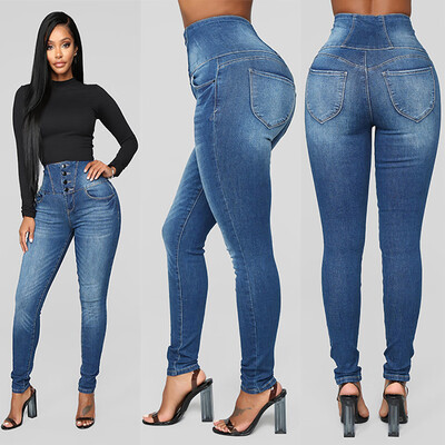 

〖Follure〗Women Autumn Elastic ButtoPlus Loose Hole Denim Casual Small Feet Cropped Jeans
