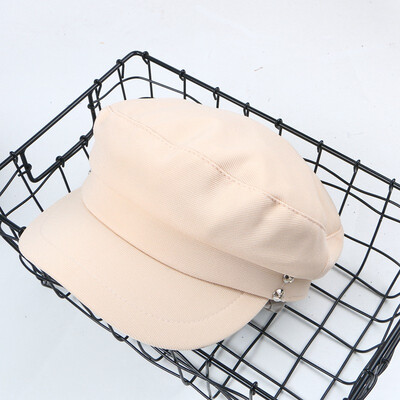 

Internet celebrity octagonal hat autumn&winter rivets beret Korean hat children tide navy hat 100 simple duck tongue hat tide