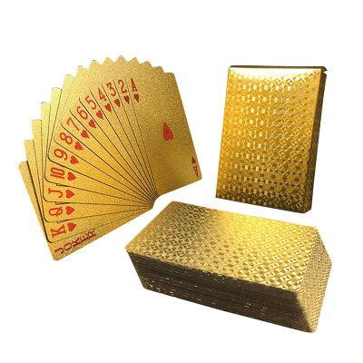 

New Hot 1 SET Golden Foil Plated Normal Playing Cards Poker 52 Cards 2 Jokers Special Unusual Birthday Gift Poker