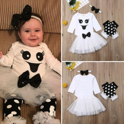 

UK Canis Newborn Infant Baby Girl 4pcs Halloween Clothes Romper Top Skirt Outfit
