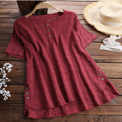 

Women Plus Size Summer Blouse Tunic Holiday Ladies Cotton Linen T-shirt Tops Lot
