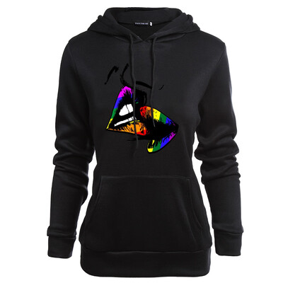 

New Fashion Casual Lesbian Pride Lip Printed Hoodies Long Sleeve Pocket Hooded Sweatshirt Gay Pullover Tops