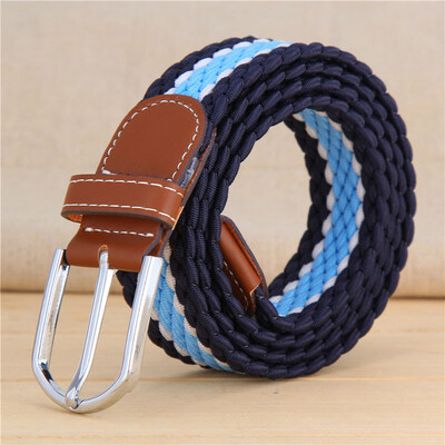 

New elastic force weaving Unisex belt fashion stripe canvas Alloy pin buckle Men belt casual simple Men&Women cowboy belt
