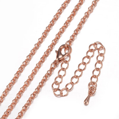 

Iron Rolo Chain Necklace Making with Alloy Lobster Claw Clasp Rose Gold 32"815cm