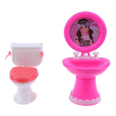 

1Set Bathroom Furniture Accessories Toilet for Gilrs Doll Random Color