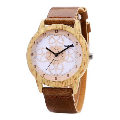 

Fanteeda FD061 Unisex Fashion Wooden Case PU Band Quartz Watch