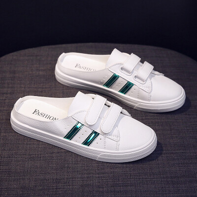 

Summer breathable white shoes women 2019 summer new Joker lazy shallow mouth a pedal women shoes foreign style white shoes