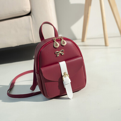

Fashion Pu Leather Bow Ladies Shoulder Small Backpack Convenient Travel Purse Fashion Women Backpack