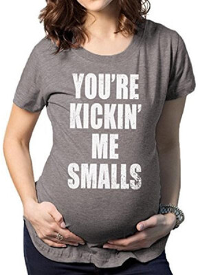 

Summer Round-neck Line Letter Printed Short Sleeve Maternity T-shirt
