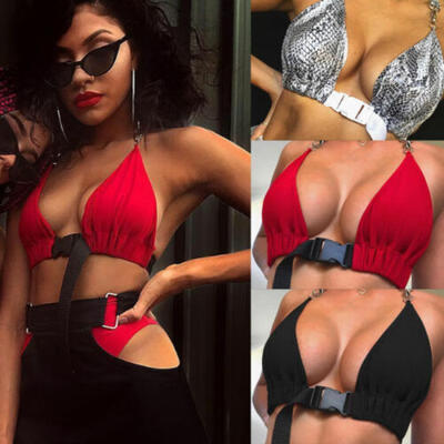 

Fashion Women Front Buckle Bralette Bralet Bra Bustier Crop Top Unpadded Tank