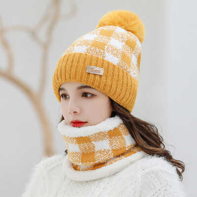 

Winter hat two-piece womens wool warm wool hat sweet cute knit ear-protection cap